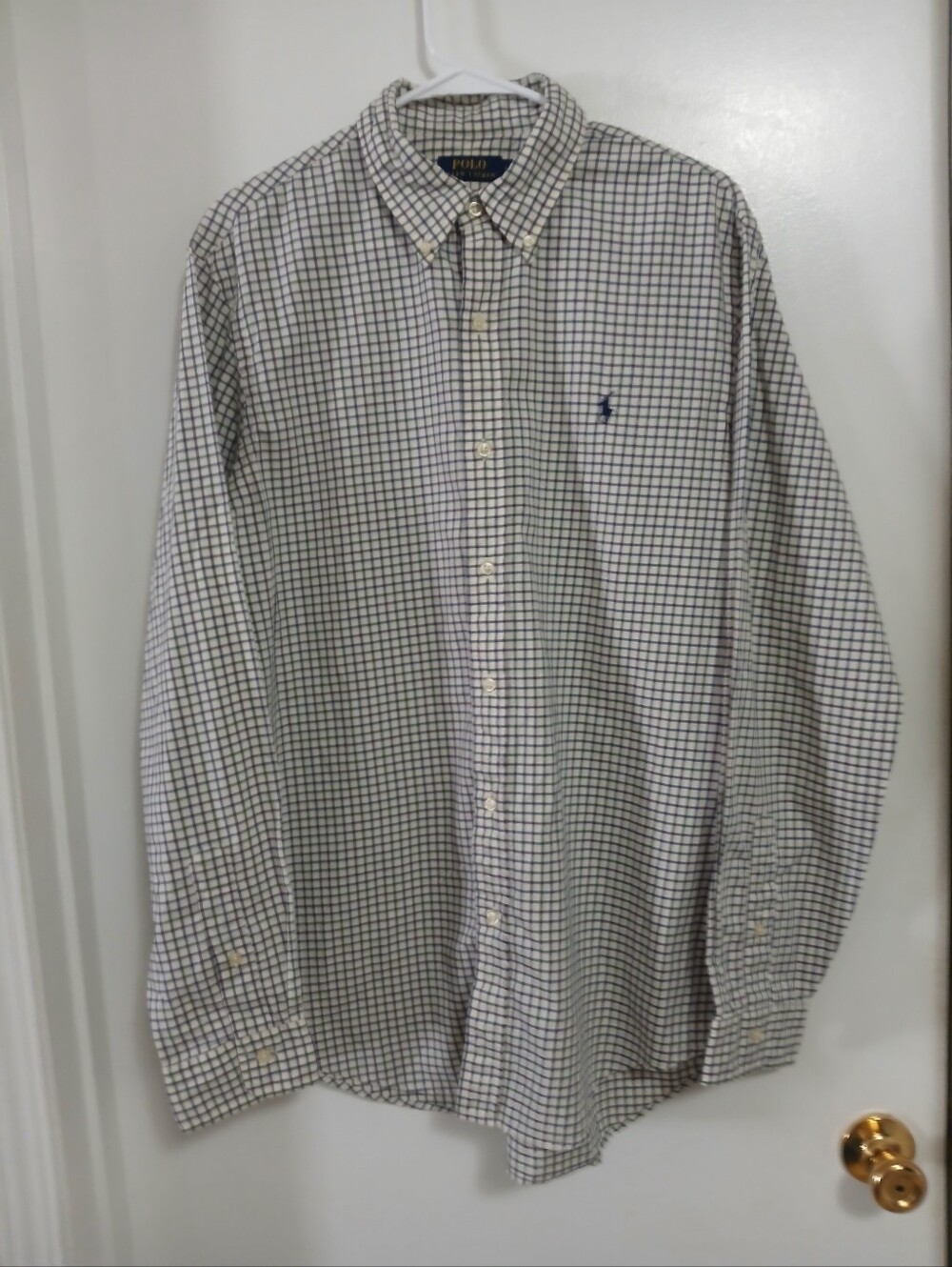 Polo Ralph Lauren Mens Classic Fit Tattersall Oxford Shirt LG Plaid